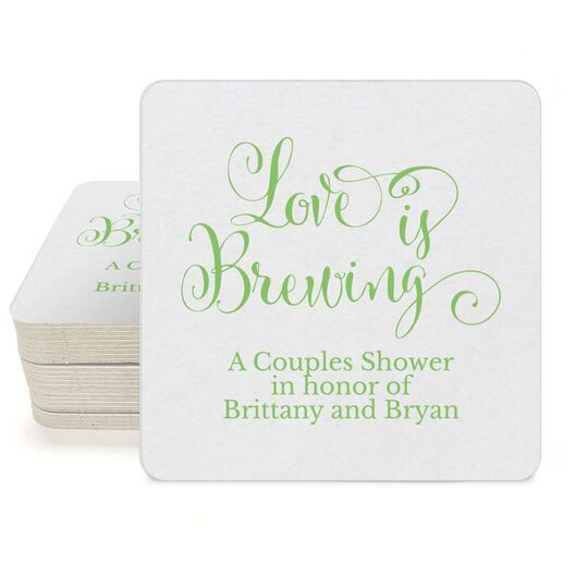 Love is Brewing Square Coasters
